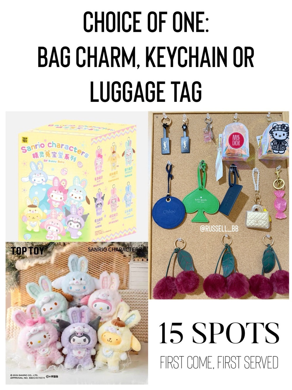 Choice of one: Bag Charm, Keychain or Luggage Tag